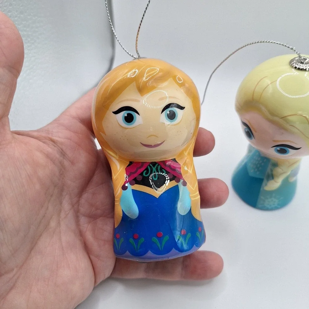 Set of Disney Frozen Anna & Elsa Decoupage Christmas Ornaments 4